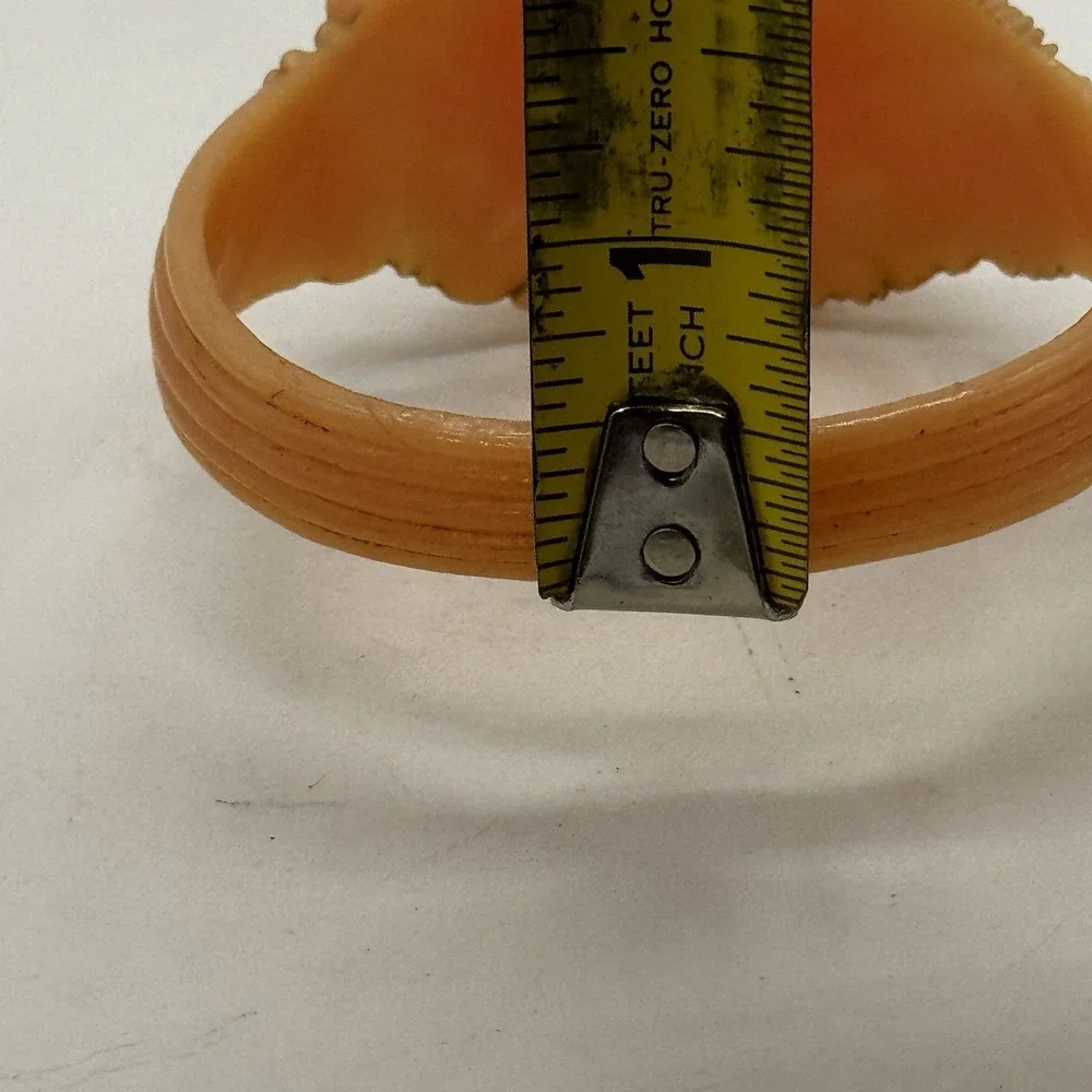 Vtg Japan Bangle Bracelet Celluloid Chrysanthemum Pale Pink Salmon Color 7.5